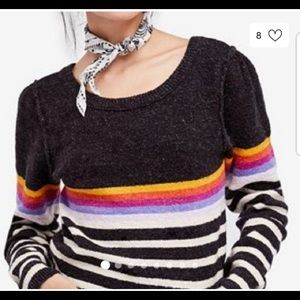 Free People Multi Color Stripe Sweater
